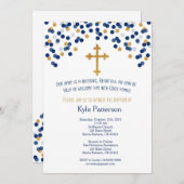 Baptism, Christening Invitation in Navy and Gold (Front/Back)