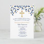 Baptism, Christening Invitation in Navy and Gold (Standing Front)
