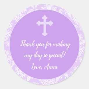 Baptism Christening Lavender Gift Favor Label