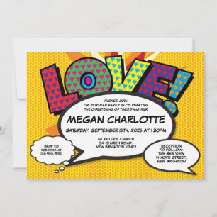 Baptism Christening Love Modern Fun Comic Invitation