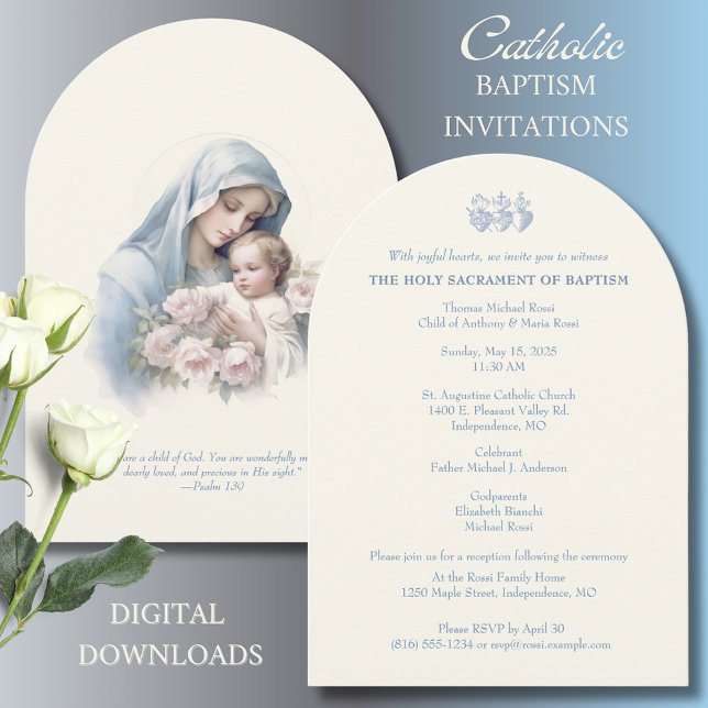Baptism Christening Mary Jesus Religious  Invitation (Creator Uploaded)