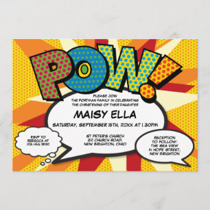 Baptism Christening Modern Comic Book Invitation