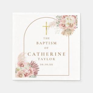 Baptism Christening Pampas Grass Floral Napkins