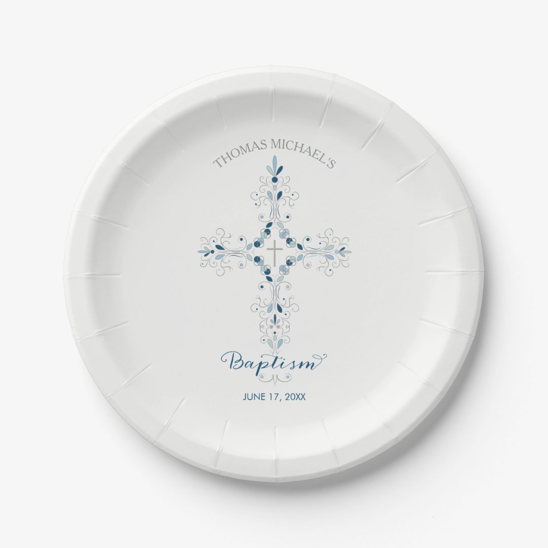 Baptism, Christening Paper Plates Custom Plate Zazzle