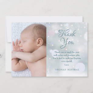 Baptism, Christening Photo Elegant Winter Thank You Card