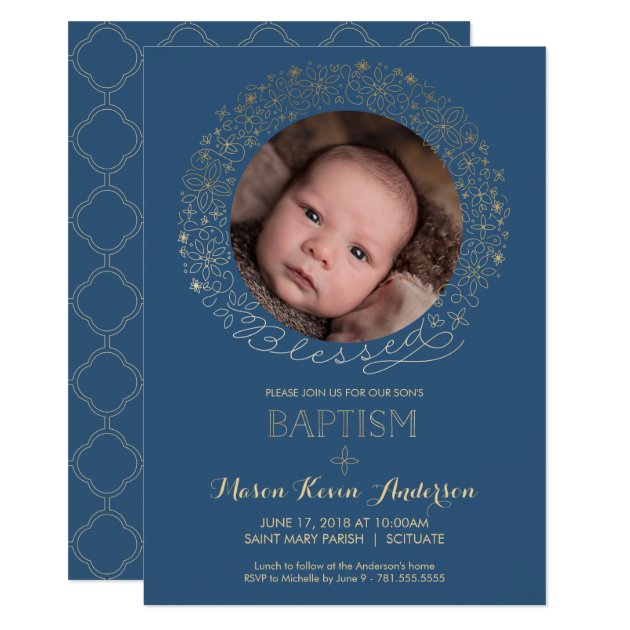 Baptism, Christening Photo Invitation, Boys Invite