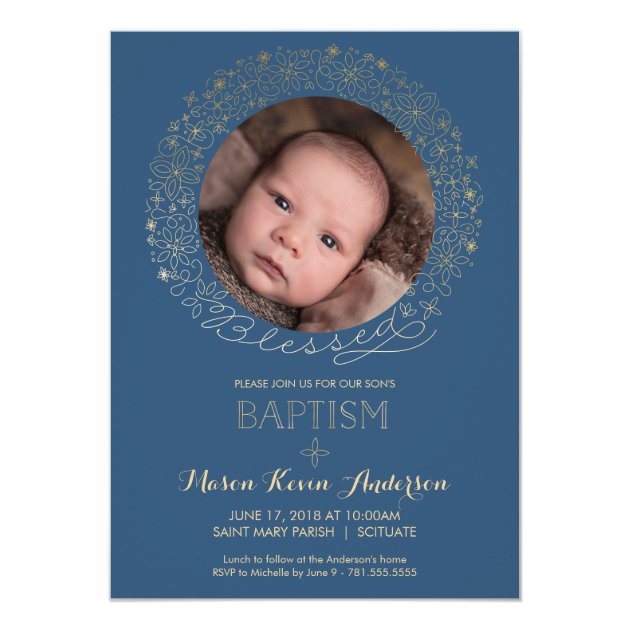 Baptism, Christening Photo Invitation, Boys Invite