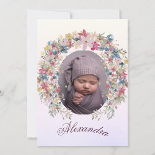  Baptism Christening Photo Pink Floral Girls Invitation