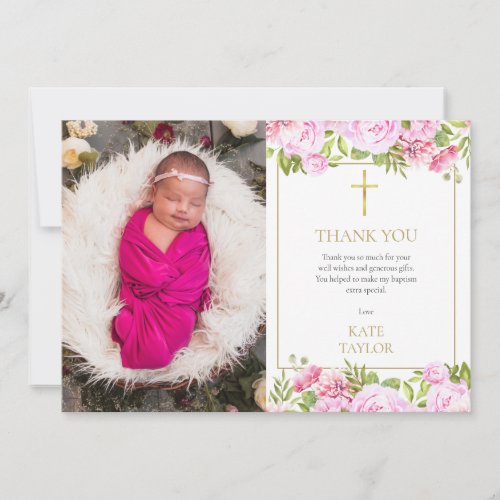  Baptism Christening Photo Pink Rose Floral