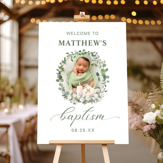 Baptism Christening Photo Roses Floral Welcome Foam Board (Creator Uploaded)