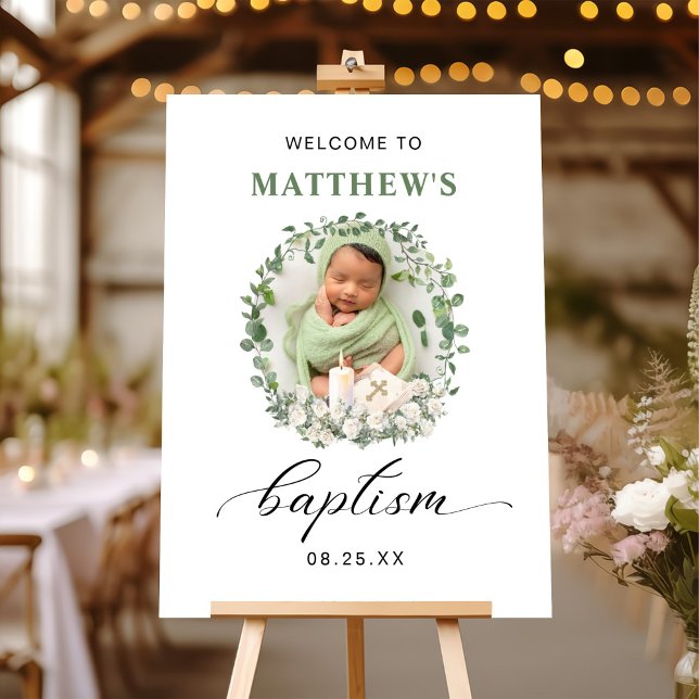 Baptism Christening Photo Roses Floral Welcome Foam Board (Creator Uploaded)