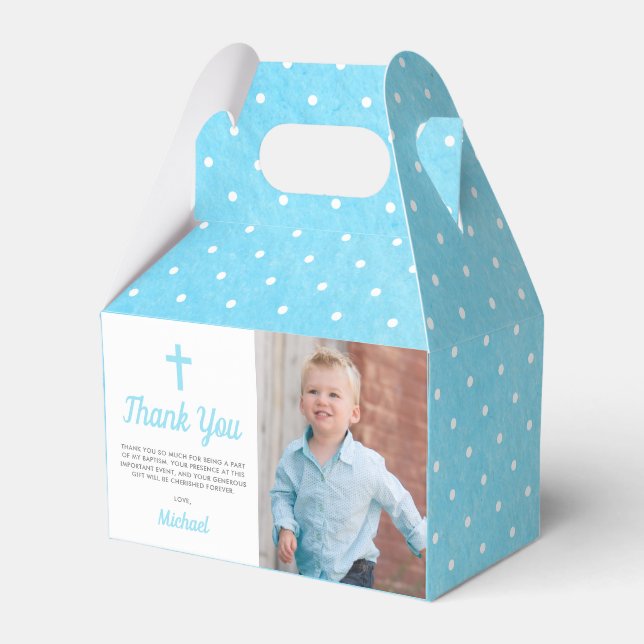 Baptism Christening Religious Boy Photo Favor Boxes (Front Side)