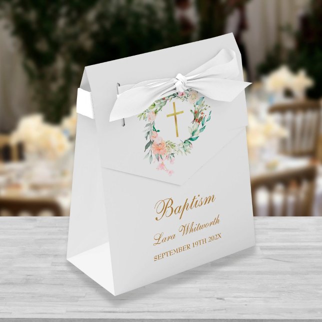 Baptism Christening Roses Floral Garland Favor Boxes (Creator Uploaded)