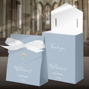 Baptism Christening  Signature Script Dusty Blue Favor Boxes