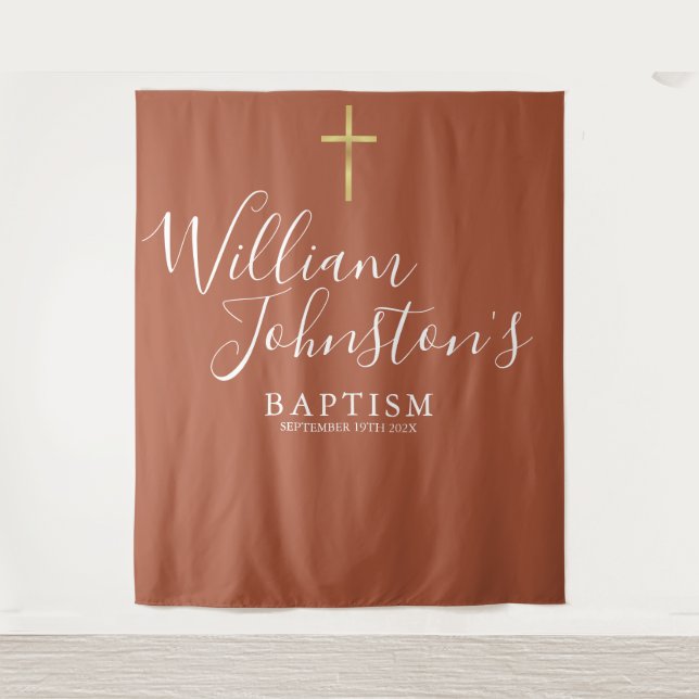Baptism Christening Terracotta Photo Backdrop (Front)