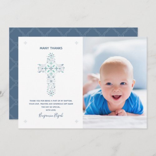 Baptism Christening Thank You Card _ Baby Photo