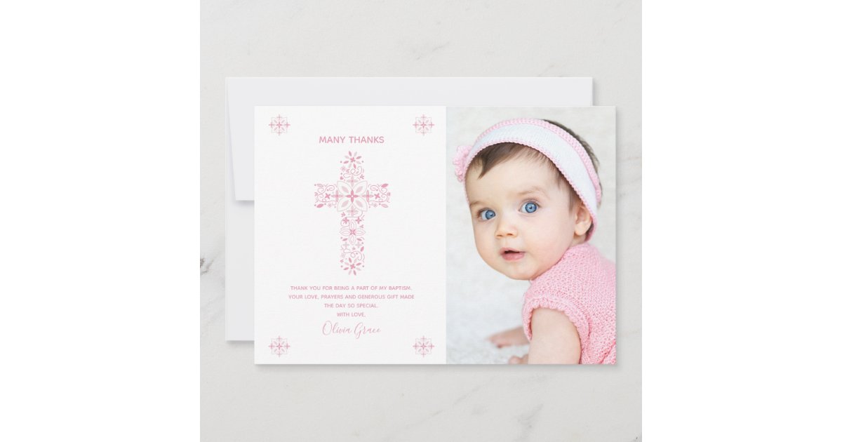 Baptism, Christening Thank You Card w/ Photo | Zazzle