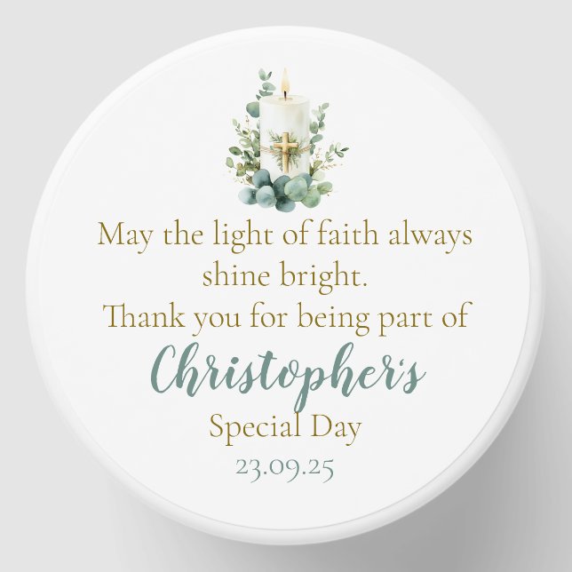 Baptism Christening verse Personalised Customise Mini Candle Favors (Front)