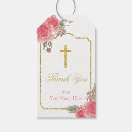 Baptism Christening Vintage Floral Thank You Favor Gift Tags