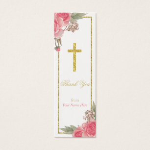 Baptism Christening Vintage Floral Thank You Tag