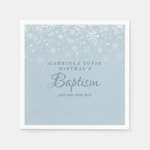 Baptism Christening Winter Snowflakes Napkins