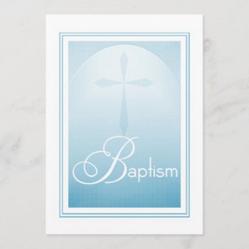 Baptism Christian Cross In Blue Invitation by Christian_Faith at Zazzle