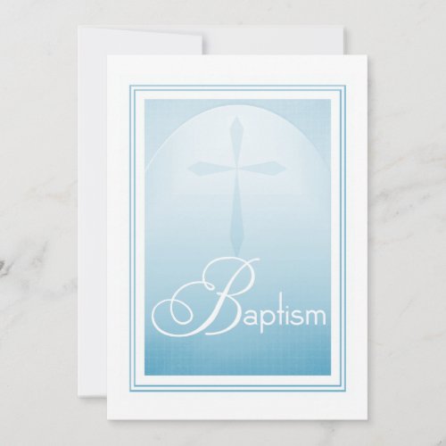 Baptism Christian Cross in Blue Invitation