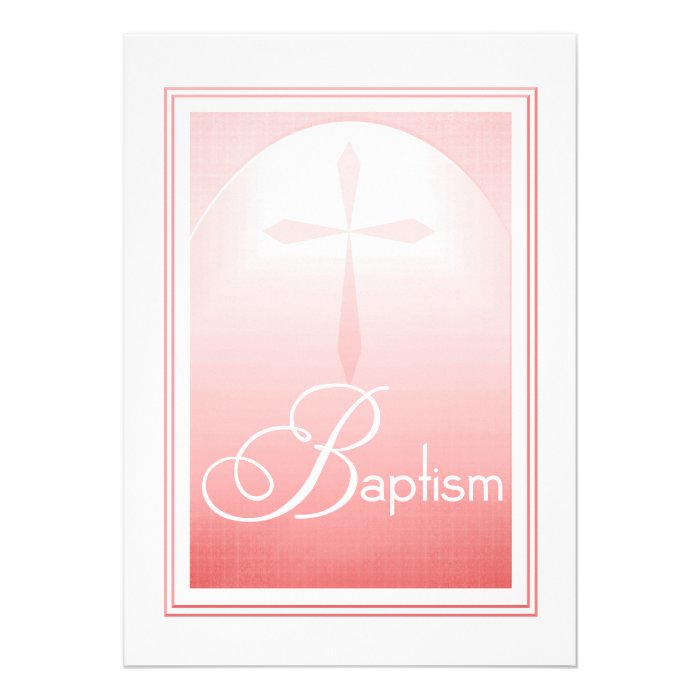 Baptism Christian Cross in Pink Custom Invitation