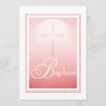 Baptism Christian Cross In Pink Invitation by Christian_Faith at Zazzle