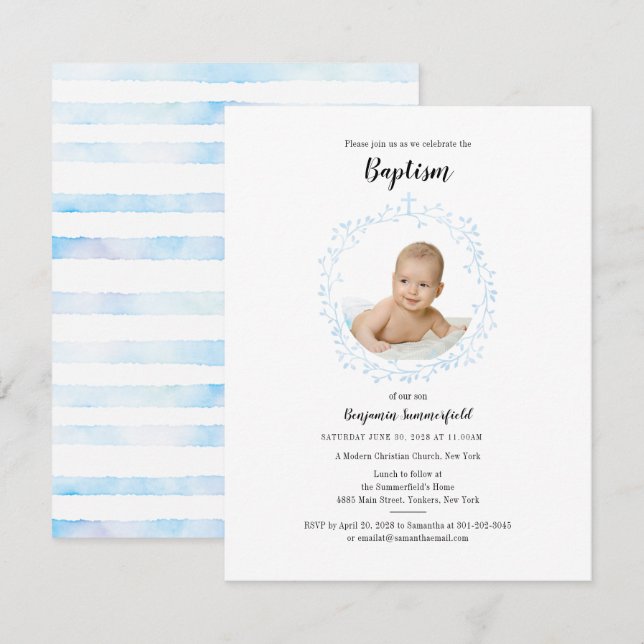  Baptism Christian Religious Event Baby Photo Invitation (Front/Back)