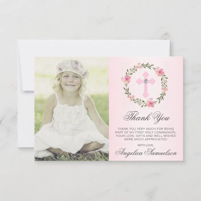 10 Personalised Communion or Confirmation Thank You Cards Girl Photo 4 