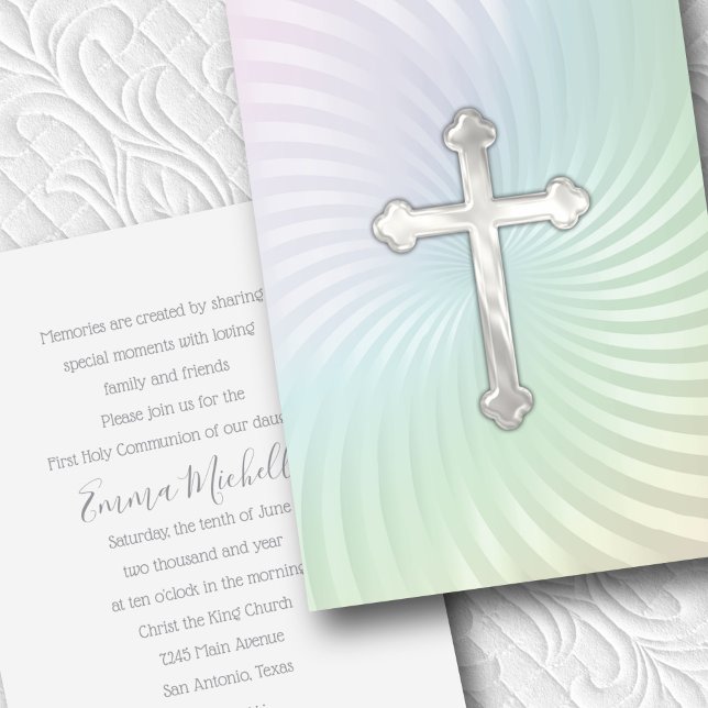 Baptism Communion Confirmation Iridescent Pearl Invitation (Creator Uploaded)