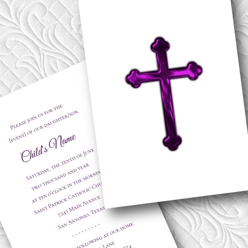 Baptism Confirmation 1st Communion Purple Cross