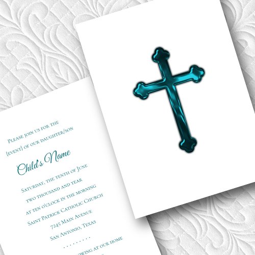 Baptism Confirmation 1st Communion Teal Cross