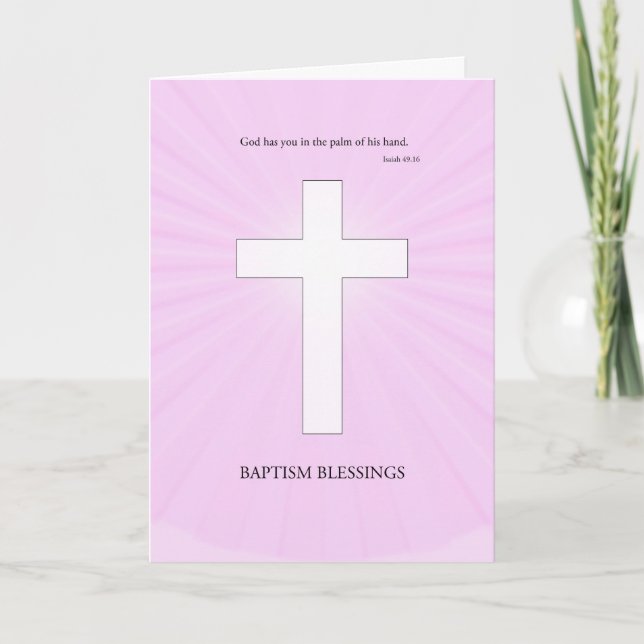 Baptism Congratulations, Glowing Cross Card (Front)