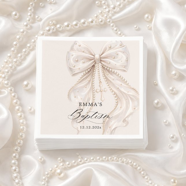 Baptism Coquette Bow with Pearl Napkins (Creator Uploaded)