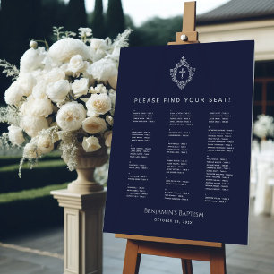 Baptism Crest Navy Blue Alphabetical Seating Chart Foam Board