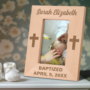 Baptism Cross Custom Name and Date Engraved Frames