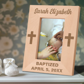 Baptism Cross Custom Name and Date Engraved Frames