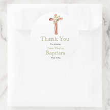 Baptism cross floral envelope seal sticker