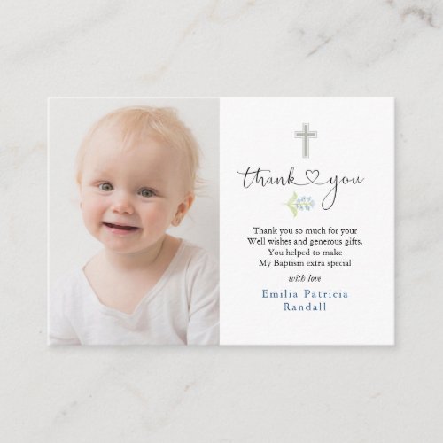 Baptism Cross Photo Thank You card