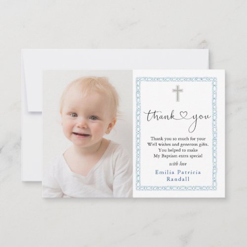 Baptism Cross Photo Thank You card