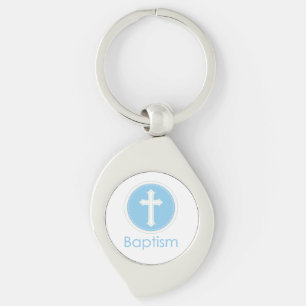 Baptism, Custom Name, Blue Child of God Keychain