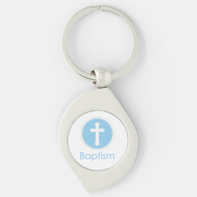 Baptism, Custom Name, Blue Child of God Keychain (Front)