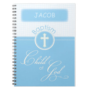 Baptism, Custom Name, Blue Child of God Notebook