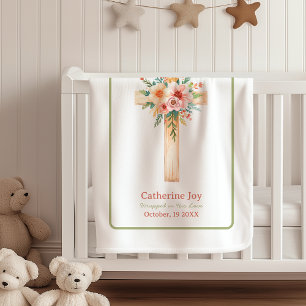 Baptism Custom Name Fleece Blanket Godparents Gift