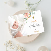 Baptism custom photo blush pink floral girl gold