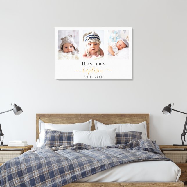 Baptism custom photo modern boy girl  canvas print (Insitu(Bedroom))