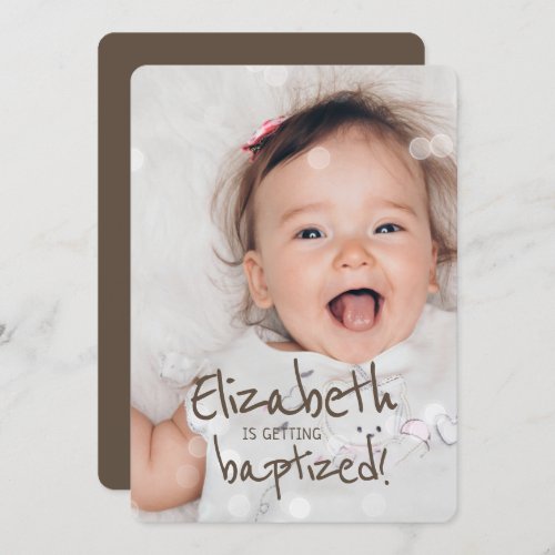 Baptism  Custom Photo with Fairy Lights Invitation