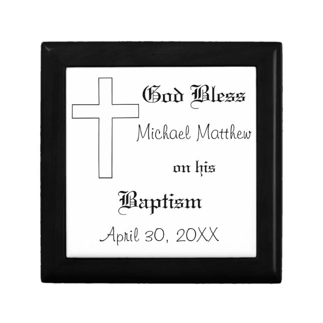 Baptism, Customize Name & Date Gift Box (Front)